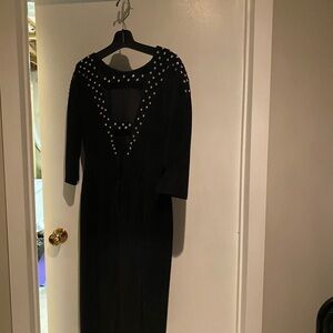 Danier Black Long Sleeve Dress with Studded Accents